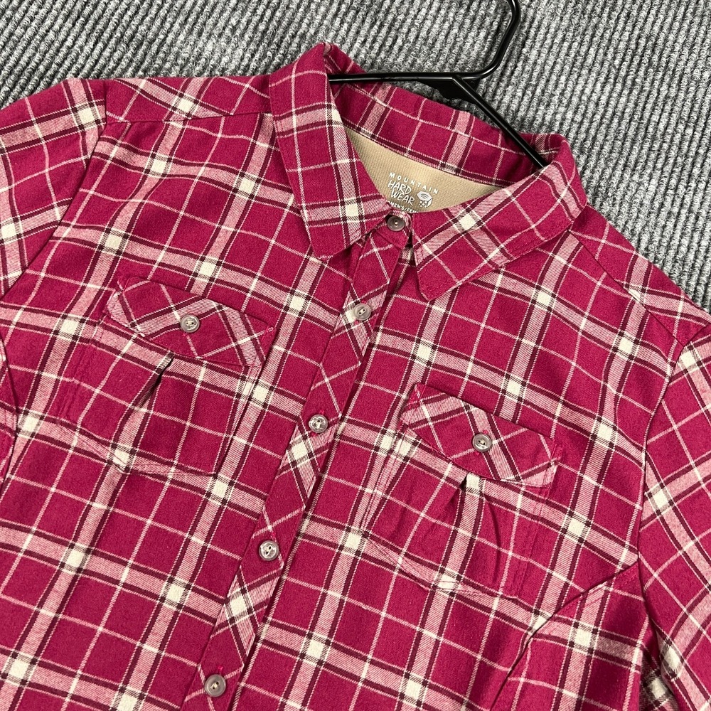 Mountain Hardwear Shirt Womens Size 14 Red Plaid Long Sleeve Button Up‎ Outdoor